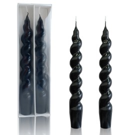 7.3Inch Black Spiral Taper Candle, Blue Candle Sticks Twisted Candles for Wedding Home Dinner Party Gift,Pack of 2color: Black, size: 7.3in