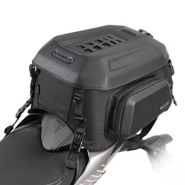 Rhinowalk Motorcycle Travel Luggage, Expandable motorcycle tail bag 35L,Waterproof All Weather/Trunk/Rack Bag with Sissy Bar Straps-Matt Black