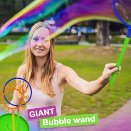 OleOletOy Giant Bubble Wand Set: Big Bubble Maker Toy for Kids and Adults with Bubble Refill Solution, Fun Outdoor and Indoor Activity for Girls, Boys, Toddlers and Children to Enjoy
