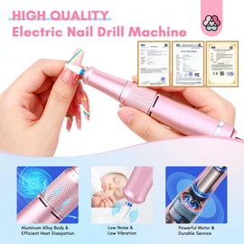 Saviland Portable Electric Nail Drill - 40000 RPM Electric Nail File for Acrylic Nails Professional with Ceramic Corn Head Nail Drill Bits for Nails Manicure Tools and Pedicure Kit Salon Use