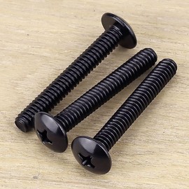 #8-32 x 1-1/4" Truss Head Machine Screws Black, Phillips Drive, 304 Stainless Steel 18-8, Black Oxide Coated Finish, Corrosion Resistant Round Head Machine Screws, Full Thread, Coarse Thread, 50 PCS