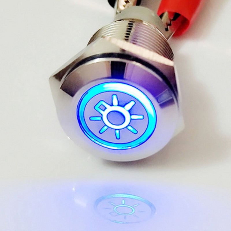 Mintice 12V Car Vehicle Blue LED Light Headlight Push Button