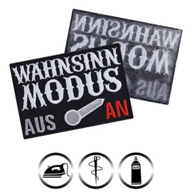 Crazy iron-on patch, tactical patch with embroidery, iron-on patches, heavy metal, gift, DIY appliqué, 80 x 55 mm