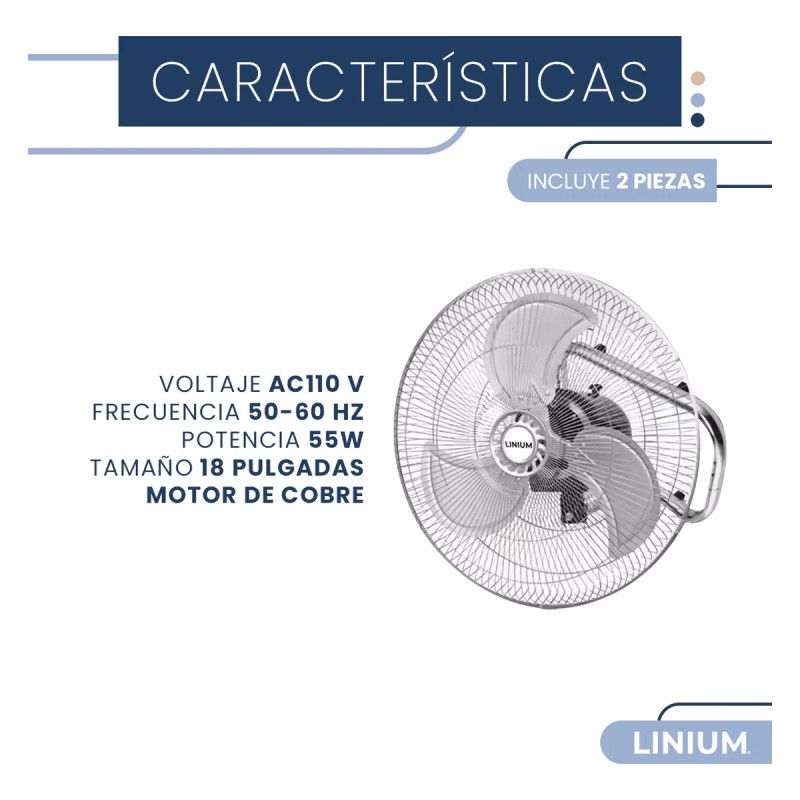 Linium Ventilador Aire 3en1 Industrial Metal Premium Paquete De 2