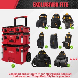 2 Pack Cliptech Holder Fit for ToughBuilt ClipTech Pouch,Packout Tool Pouch Holder Mounts Directly on the Toolbox,Corner Rail clips Including