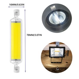 R7S 78mm LED Bulbs 3 Pack Dimmable 15W(Equivalent to 150W Halogen Replacement)Cool White 6000K R7S COB LED Bulbs J-Type 120V T3 R7s Base Double Ended Flood Light for Work Lamp Base Tube Work Lighting