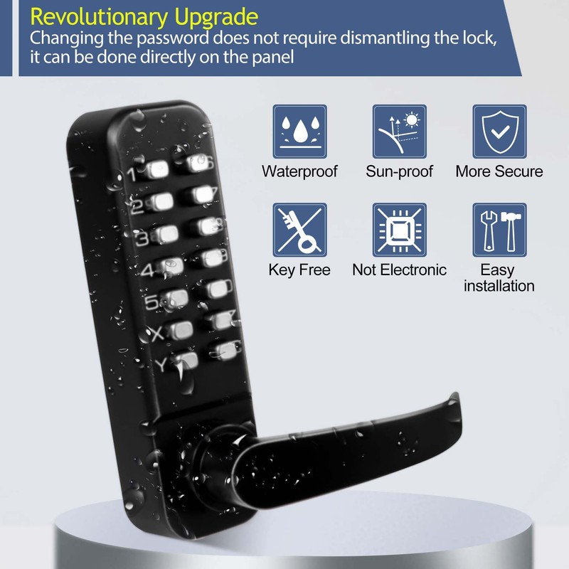 Casmer Upgrade Double Sided Keypad Door Lock with Adjustable Deadlatch