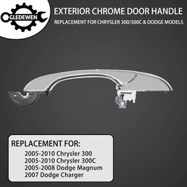 Manija de puerta exterior, compatible con 2005 2006 2007 2008 2009 2010 Chrysler 300 300C, 2005-2008 Dodge Magnum, cargador 2007, lado exterior trasero izquierdo del conductor │Reemplaza # 5065801AG,
