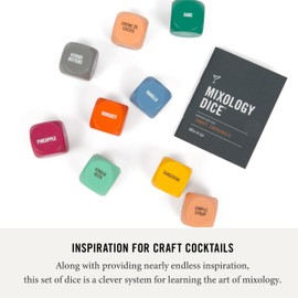 Two Tumbleweeds Mixology Dice - New Edition: Set of 9 Dice to Inspire Craft Cocktails & Mocktails with Recipe Booklet - Unique Gift for Kitchen or Bar