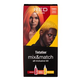 RED by Kiss Hair Color Kit - Mix & Match All-Inclusive Bleach and Two Semi-permanent Hair Tints (Tequila Sunrise)
