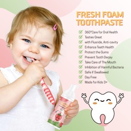Foam Toothpaste Kids, 4 Packs Kids Foam Toothpaste for U-Shape Electric Toothbrush, Toddler's Toothpaste with Low Fluoride, Children Oral Cleaning for Best Result