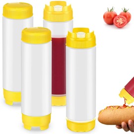 20Oz Inverted Plastic Squeeze Bottles, Refillable Tip Large Valve Dispenser Condiment Squeeze Bottle for Sauces Ketchup