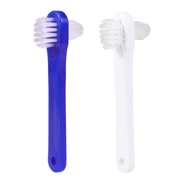 HEALLILY 2pcs Premium Hard Denture Brush Toothbrush, Cleaning Brush, Portable Denture Double Sided Brush, Denture Care