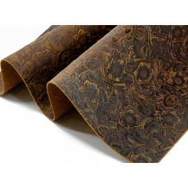 QMYBROW Bump Texture Tooling Leather Sheets Plain Geometric Pattern Printed Leather Shapes for Crafts (Pattern | Dark Brown, 12"X24")