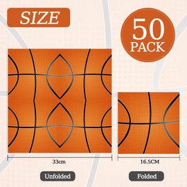 Pack of 50 Basketball Napkins 33 x 33 cm Disposable Cocktail Napkins for Basketball Party Decorations, Sports Party Accessories, Birthday Celebrations
