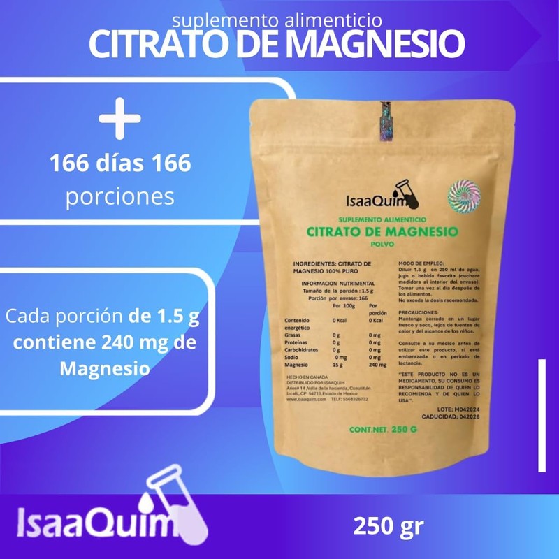 Citrato de Magnesio Natural de 250 G