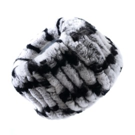 HEIZZI Larger Size Real Fur Headband Genuine Rabbit Fur Headband & Neck Warmer – Extra Plush Collar & Ear Warmer for Winter, Apres Ski (Zebra, one size)