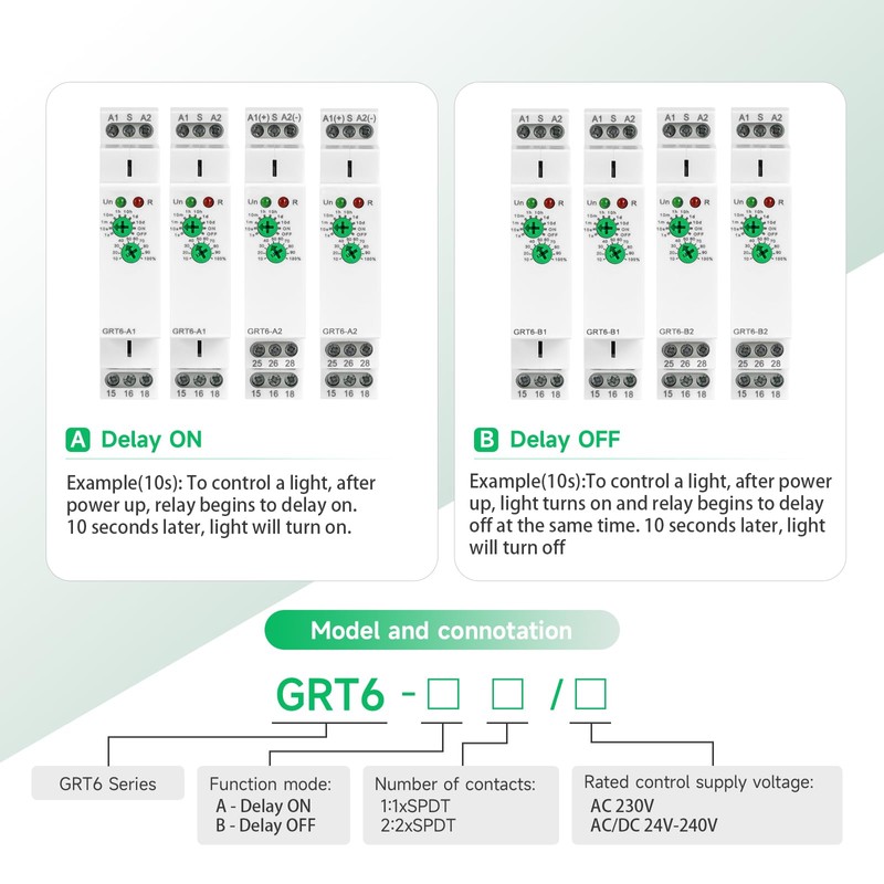Delay Off Time Relay GRT6-B1 10A Adjustable Smart Relay, Delay