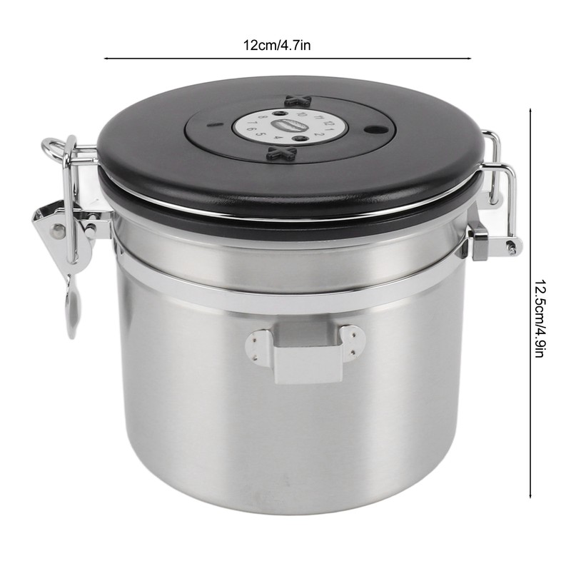 Airtight Coffee Canister 1.2L 304 Stainless Steel Coffee Bean Storage