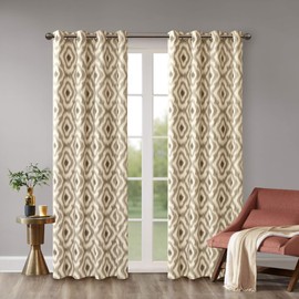 INK+IVY Grommet Curtains for Living Room, Ankara Print Taupe Window Curtains for Bedroom Family Room, Modern Contemporary Living Room Curtains, 50x63, 1-Panel Pack