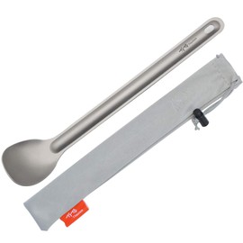 TITO Titanium Spork Longhandle Outdoor Travel Spoon Fork Portable Flatware Camping Fork Spoon Sports Backpacking Titanium Spoon (sandblasting-1)