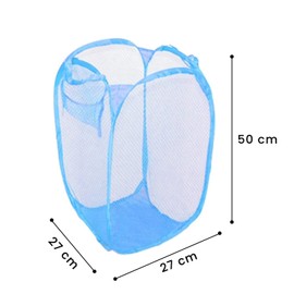 Homeshopa Laundry Baskets Pop Up Mesh Washing Bag, Foldable Dirty Clothes Baskets with Handles&Side Pocket, Collapsible Toy Tidy Storage Organiser, Great for Kids Room, College Dorm Travel (Blue)