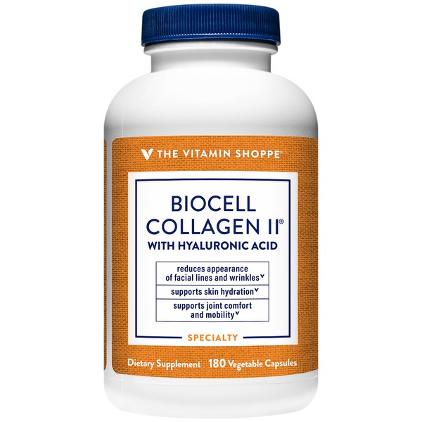 The Vitamin Shoppe BioCell Collagen II with Hyaluronic Acid 1000MG (180 Vegetable Capsules)