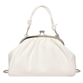 Chain Evening Handbag Purses for Women Kiss Lock Pleated Clutch Bag Cross Body Purse Elegant Handle for Daily Life