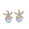 Pearl Earrings for Women Rhinestone Starfish Earrings Asymmetric Sea Beach