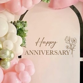 FUTNH Happy Anniversary Wall Decal, Vinyl Party Decorations Backdrop Sticker, Brown (Brown（Anniversary）)