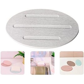 Sunny Eli Water Absorbent Diatomite Soap Dish, 2 Pack Diatomite Soap Holder Mat, Fast Water Absorbent, Self-Dry Diatomaceous Soap Bar Holder for Bathroom, Bathtub, Shower, Kitchen (Grey)