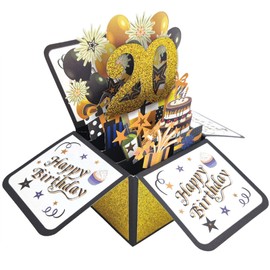 Asmallgf Cool 20th Birthday Pop Up Card for Him Her, Happy 20 Year Old Birthday Gifts for Women Men, 20 Bday Decorations
