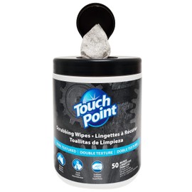 Touch Point Scrubbing Wipes, 50 10" x 12" Extra Large Size Wipes, Heavy-Duty, Dual-Textured Cleaning Cloths for Toughest Messes, Disposable Wipes, Multi-Purpose, No Water Needed, Gentle on Hands