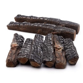 HMB 8 Small Pieces Wood-Like Decorative Ceramic Fireplace Logs for Gas Ethanol Fireplaces,Stoves, Firepits