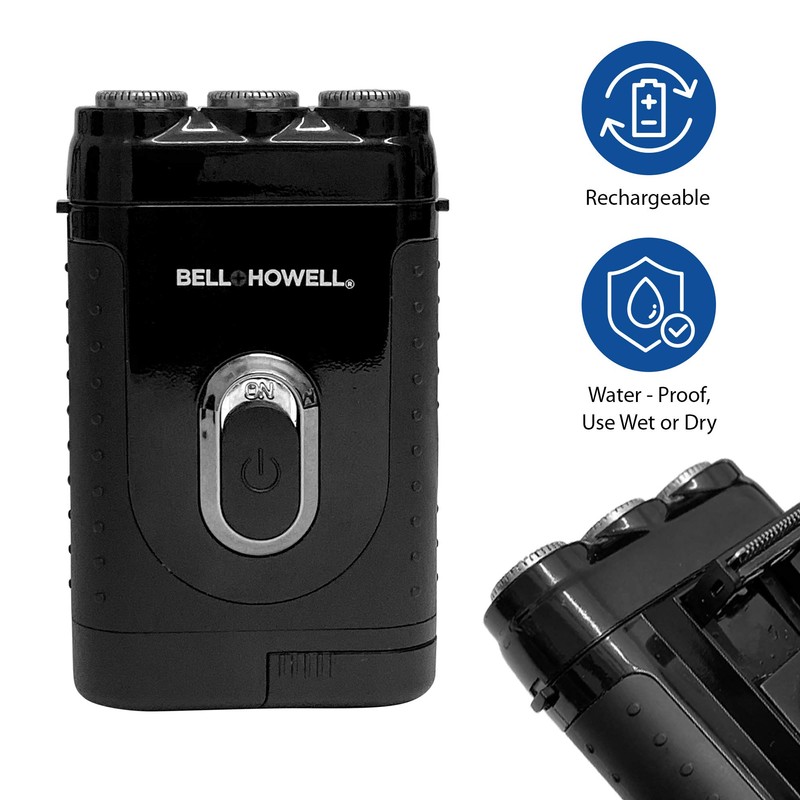Bell+Howell Tacshaver 3D Rechargeable Rotary Shaver for Men with Pop-up