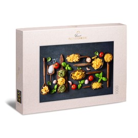 Ulmer Puzzleschmiede - Cucina Italiana Puzzle - Classic 1000 Piece Puzzle - Italian Cuisine Puzzle with Pasta and Pasta on Original Wooden Spoon Collection
