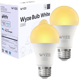 Wyze Lifestyle Bulb White, 800LM A19 Tunable-White Wi-Fi Smart Light Bulb, Compatible with Alexa and Google Assistant, 2.4GHz, No Hub Required, 2700K - 6500K, Dimmable, 90+CRI, Timer & Group, 2-Pack