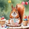 Squirrel Birthday Card - Squirrel Birthday party card - 145