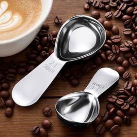 Measuring Spoon, Stainless Steel Set, 15 ml and 30 ml, Set of 2 Coffee Spoons, Measuring Spoons, Dosing Spoons for Coffee Dispenser, Coffee, Sugar and More