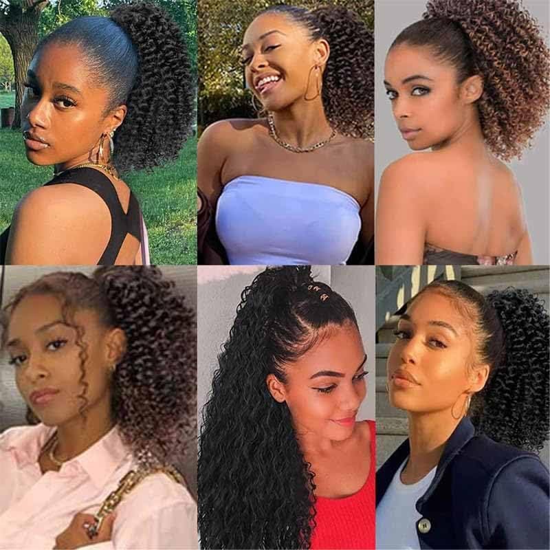 Fulang Hair Pferdeschwanz-Extensions, Echthaar, Afro, Pferdeschwanz, Extensions, für Frauen, Pferdeschwanz,