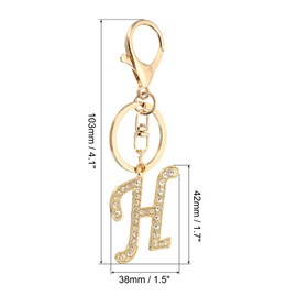 PATIKIL Initial Letter Keychain, Letter H Charm with Crystal Diamonds Cute and Creative Decorative Alphabet Pendants for Bag Backpack DIY Craft, Gold Tone