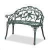 Antique Green Outdoor Cast Aluminum Patio Bench with Curved Legs
