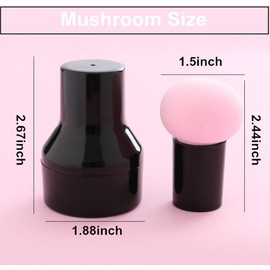 Mushroom Makeup Sponge Cosmetic Blender Puff Latex Free Face Sponge Beauty Puff Makeup Brush Sponge with Handle Case for Concealer BB Cream Foundation Makeup Tools (3 Pack, Skin Color)