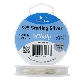 Filofly, calibre 16, alambre de plata de ley 925, muerto suave, redondo, 1 troy oz (7.5 pies)