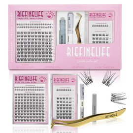 Lash Clusters Kit，Natural Eyelash Clusters Kit 8-18mm 180PCS Whispy DIY Eyelash Extensions, C&D Curl Mix Individual Lash with 150-Hour Wear, Bond & Seal Waterproof, Remover DIY at Home (Natural-Mix)