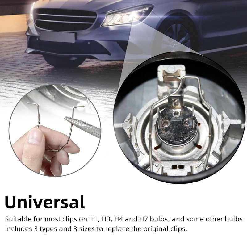 9pcs Bulb Retaining Spring Clips, Universal Headlight Retainer Spring Clips