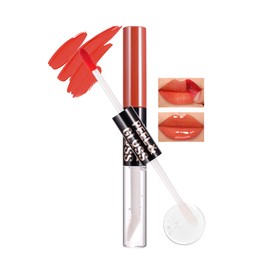 2 In 1 Peel Off Lip Stain Oil Combo, Dual Ended Waterproof Long Lasting Tattoo Lipliner with Clear Lip Gloss, Transfer-Proof and Non Sticky Peel Off Lips Tint Stain, Mirror Finish Lipstick-01 Crush