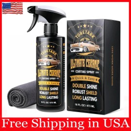 toretark Carceracot Ceramic Coating Spray 16oz Nano Car Wax with Microfiber Towel