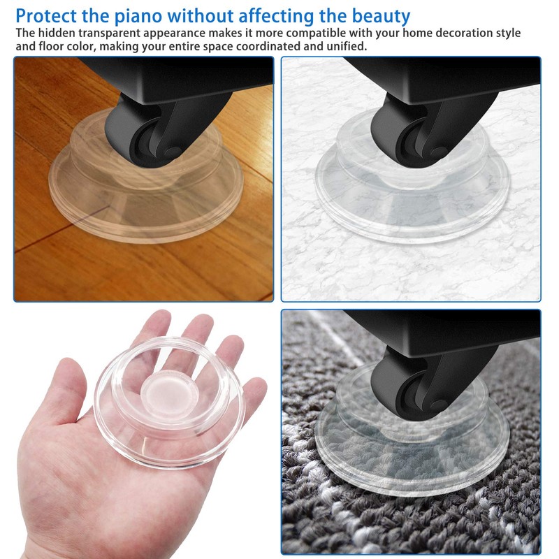 Piano Roller Cups, 4 Pieces Furniture Leg Pads Protector ABS
