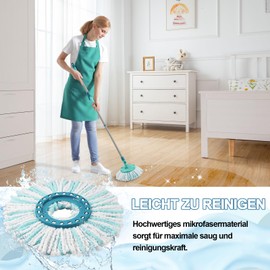 Pack of 4 Replacement Heads for Leifheit Clean Twist, with Leifheit Floor Mop Replacement Parts/Clean Twist Disc Mop Ergo Compatible Microfibre, Extremely Absorbent, Suitable for All Floor Types (Blue